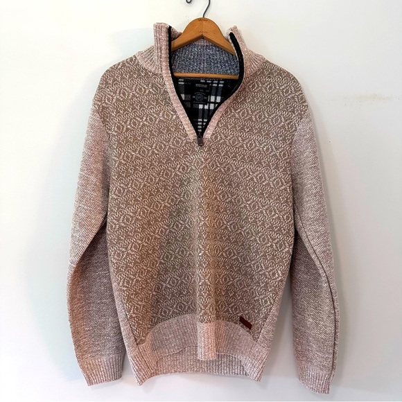 BUFFALO David Bitton Men’s Combo Jute Fleece Lined 3/4 Zip Sweater Size XL - Picture 1 of 15